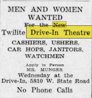 Aug 1948 ad Twilite Drive-In Theatre, Saginaw